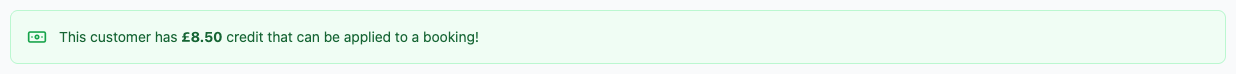 The customer page showing their available credit