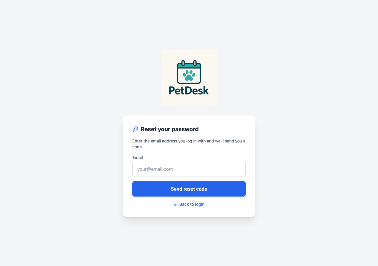 The reset your password screen asking for your email address