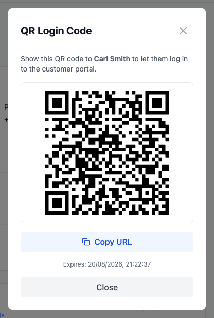 Signing a customer in with a QR code