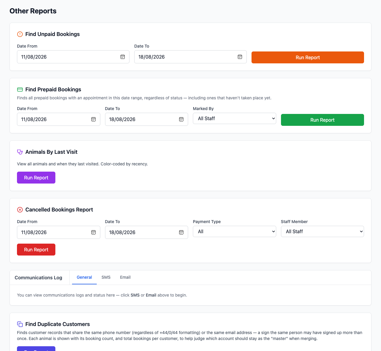 The Other Reports section listing the additional reports available