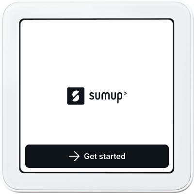 The SumUp Solo welcome screen with the Get started button