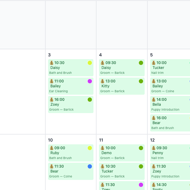 Main Calendar view